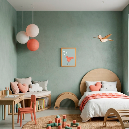 Quadro Infantil Passarinho rosa