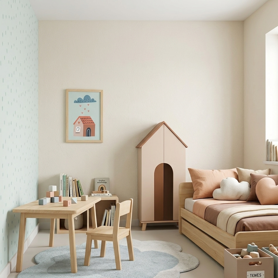 Quadro Infantil Chuva de coração em casa