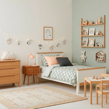 Quadro Infantil Arco Íris Cinza