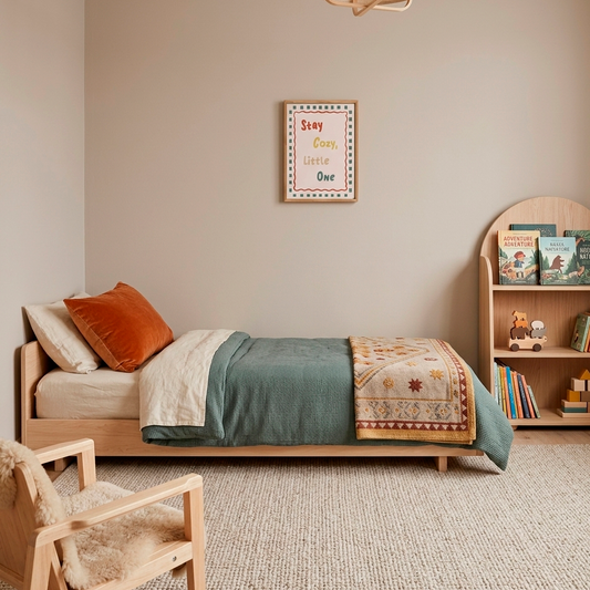 Quadro Aquarelado Frase Stay Cozy Little One