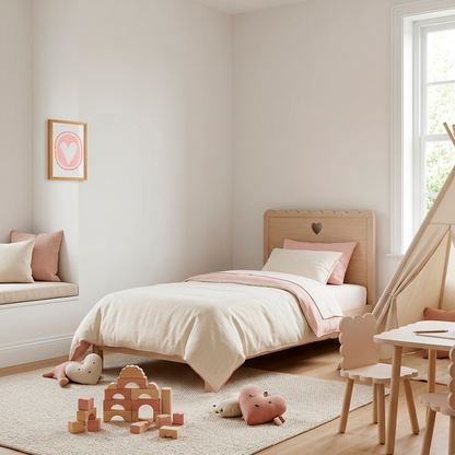 Quadro Infantil Coração branco fundo rosa