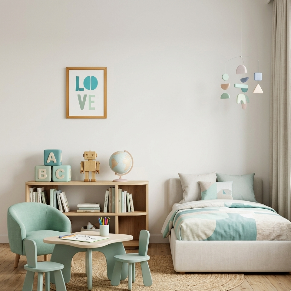 Quadro Infantil Love azul