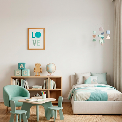 Quadro Infantil Love azul