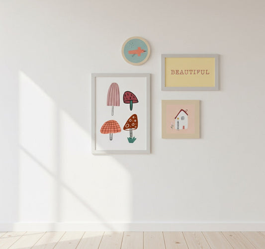 Composição de Quadros e Bastidor Tema Casinha