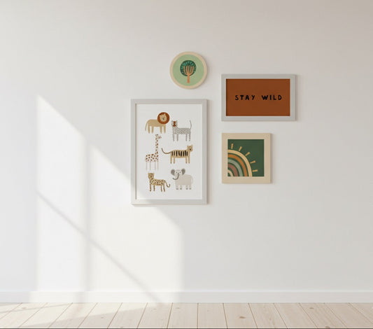 Composição de Quadros e Bastidor Tema Safari