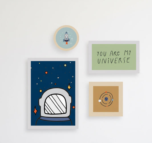 Composição de Quadros e Bastidor Tema Espaço