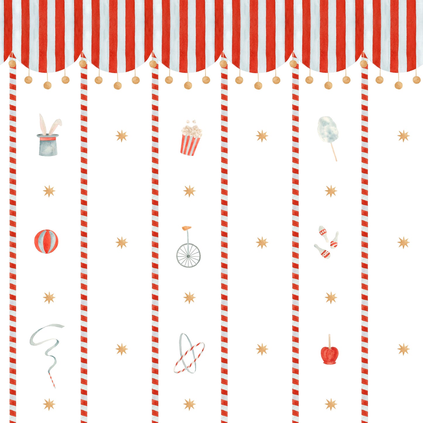 Papel de Parede Circo Listras Toldo Divertido