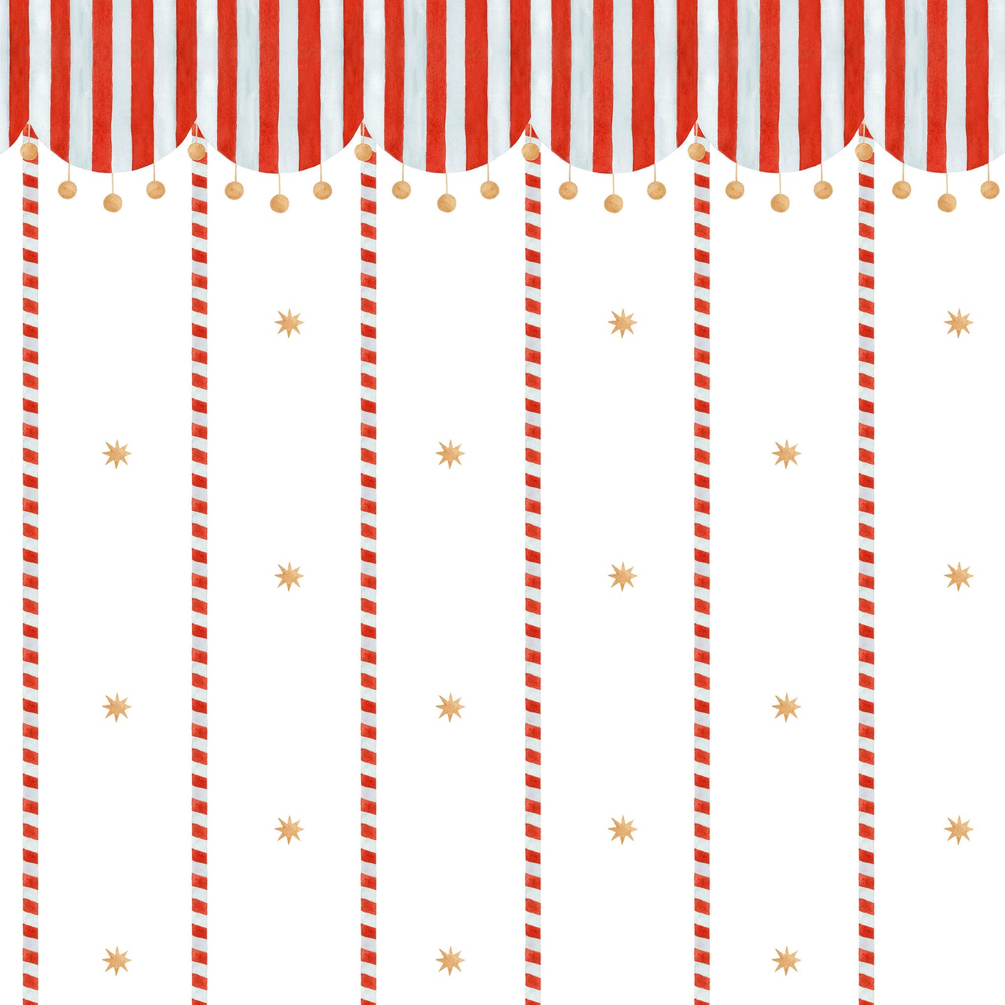 Papel de Parede Circo Listras Toldo Estrelas