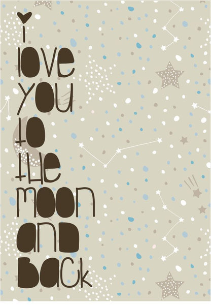 Quadro Infantil I love you to the moon and back