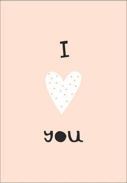 Quadro Infantil I Love You rosa