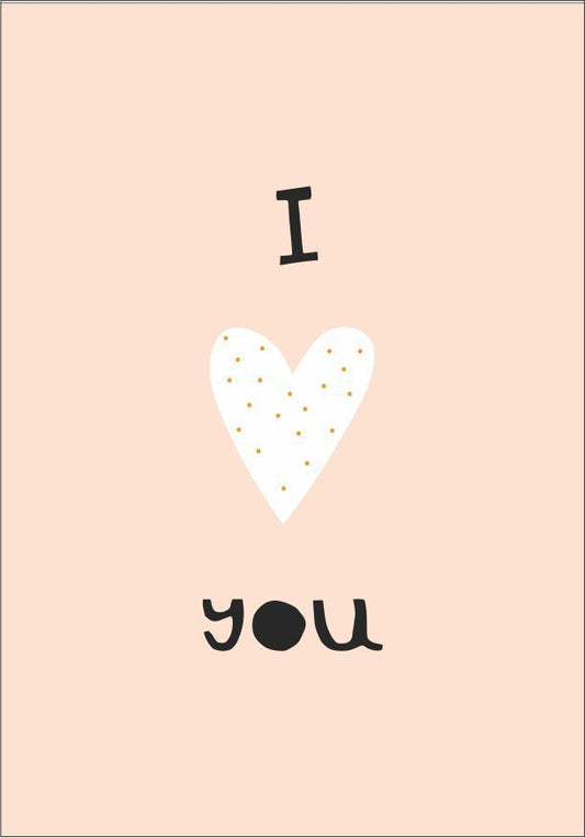 Quadro Infantil I Love You rosa