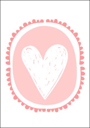 Quadro Infantil Coração branco fundo rosa