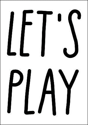 Quadro Infantil Lets Play preto