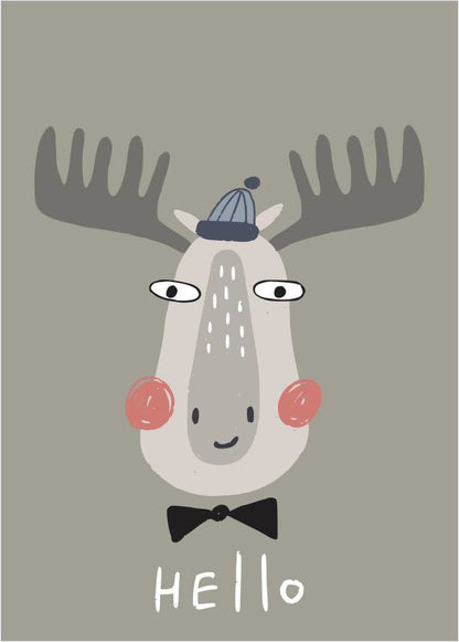 Quadro Infantil Alce - Hello