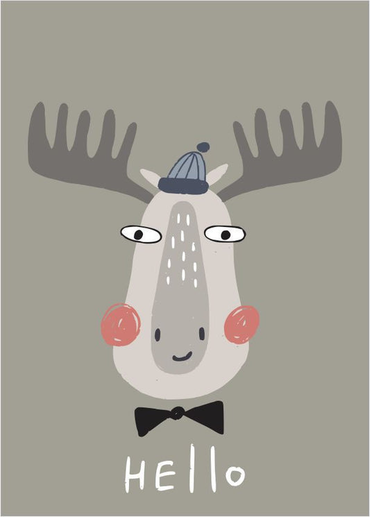 Quadro Infantil Alce - Hello