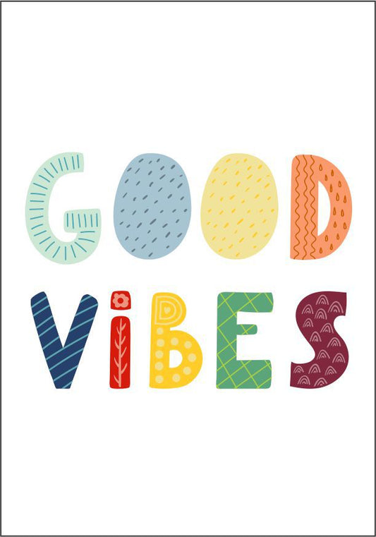 Quadro Infantil Good Vibes colorido