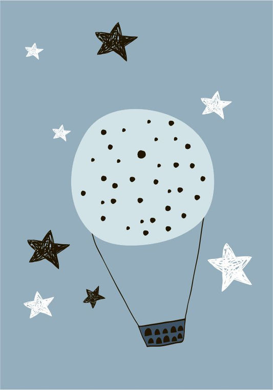 Quadro Infantil Balão Estrelado azul