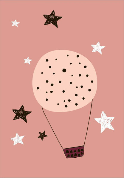 Quadro Infantil Balão Estrelado rosa