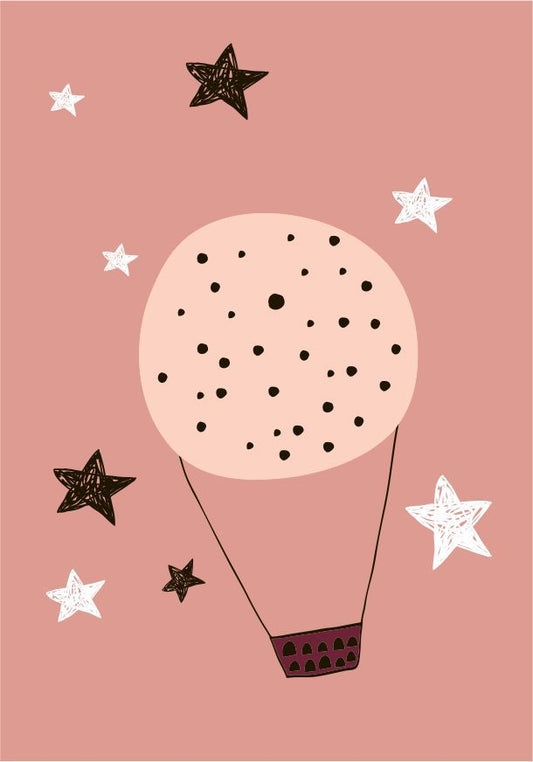 Quadro Infantil Balão Estrelado rosa
