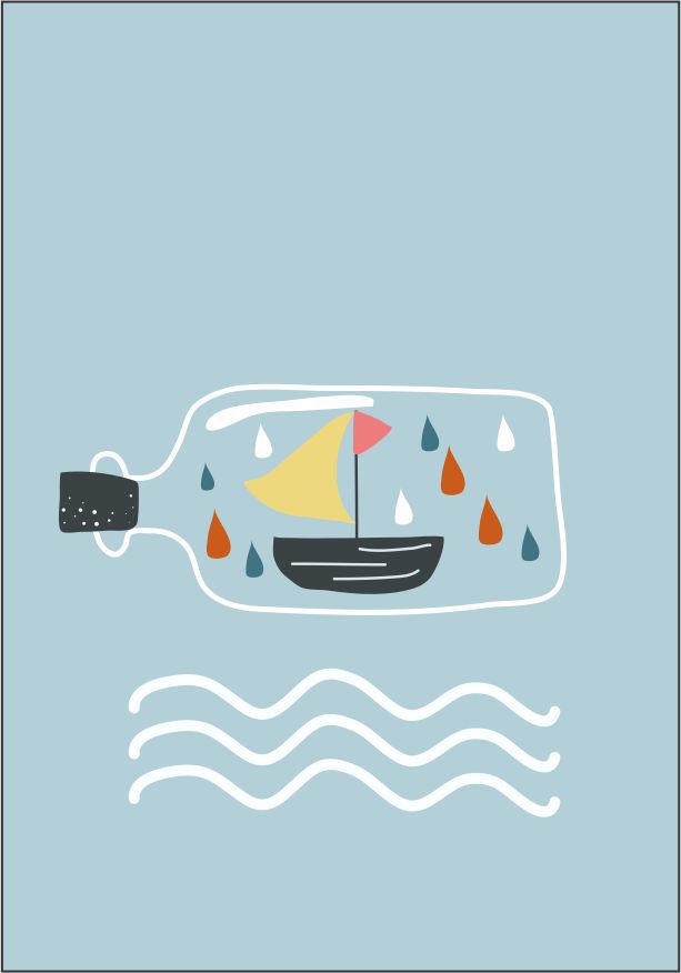 Quadro Infantil Barco na Garrafa