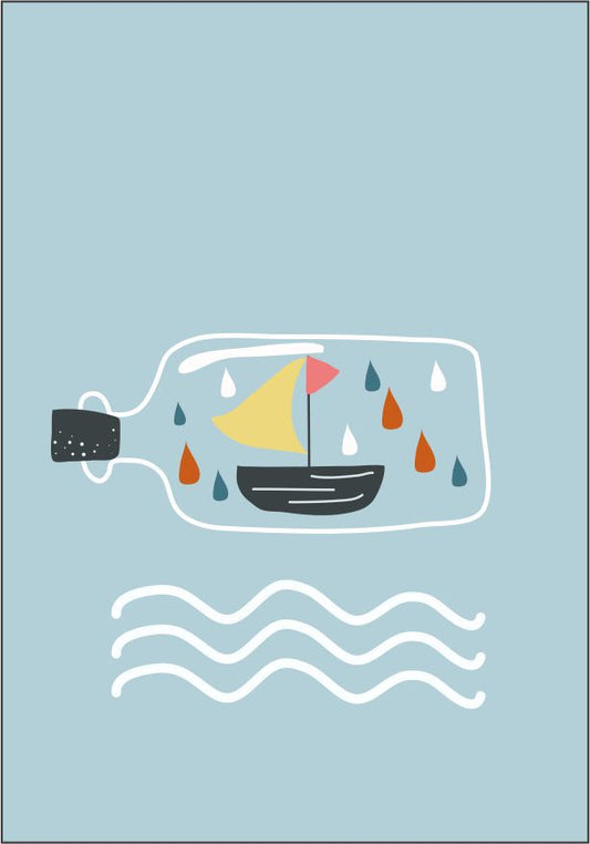 Quadro Infantil Barco na Garrafa