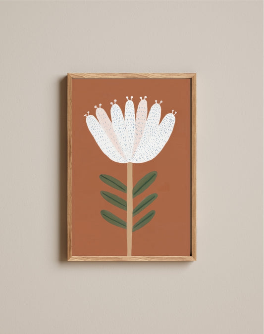 Quadro Aquarelado Flor Marrom