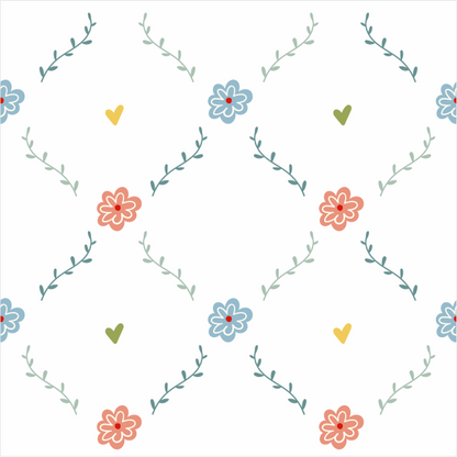 Papel de Parede Folk - Azulejo Floral