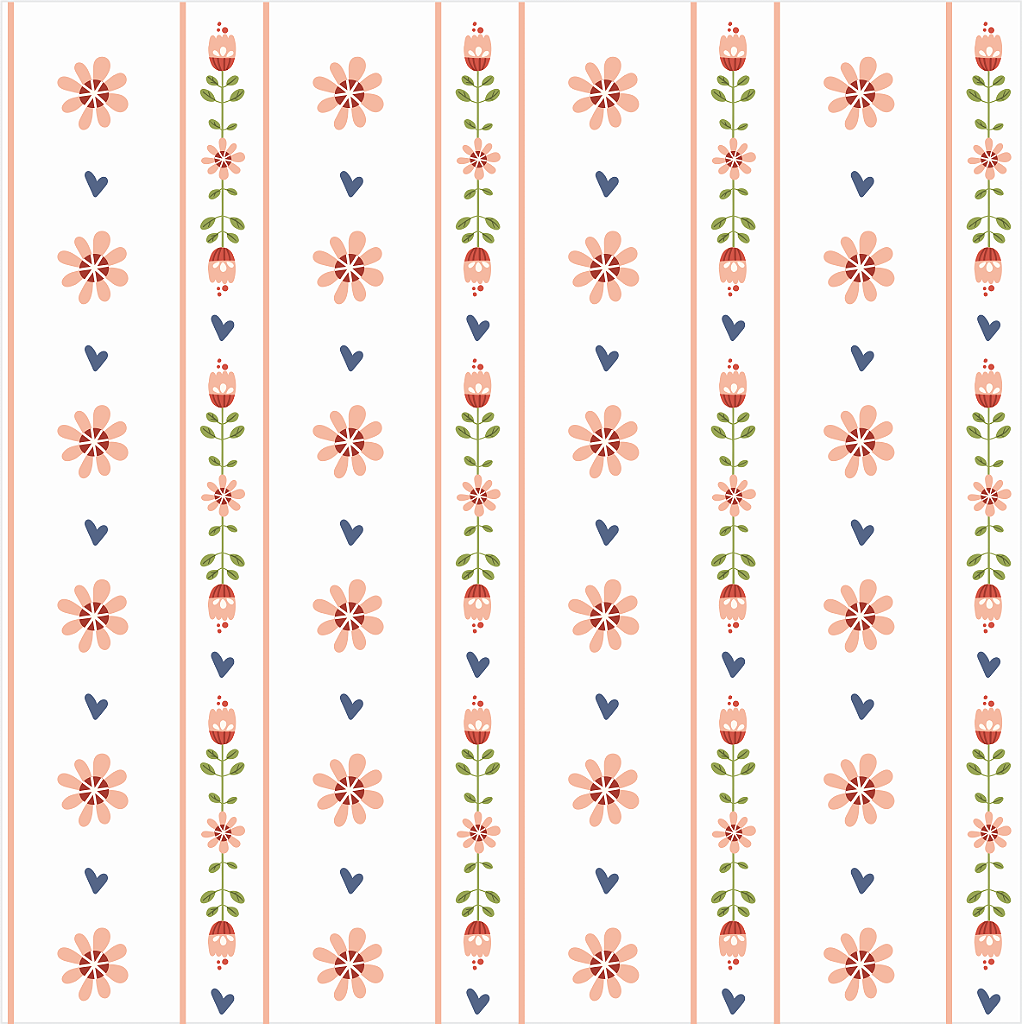 Papel de Parede Folk - Coração Floral