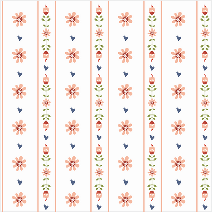 Papel de Parede Folk - Coração Floral
