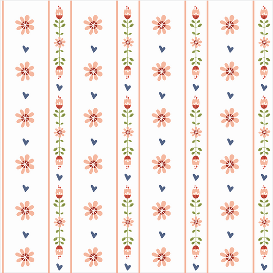 Papel de Parede Folk - Coração Floral