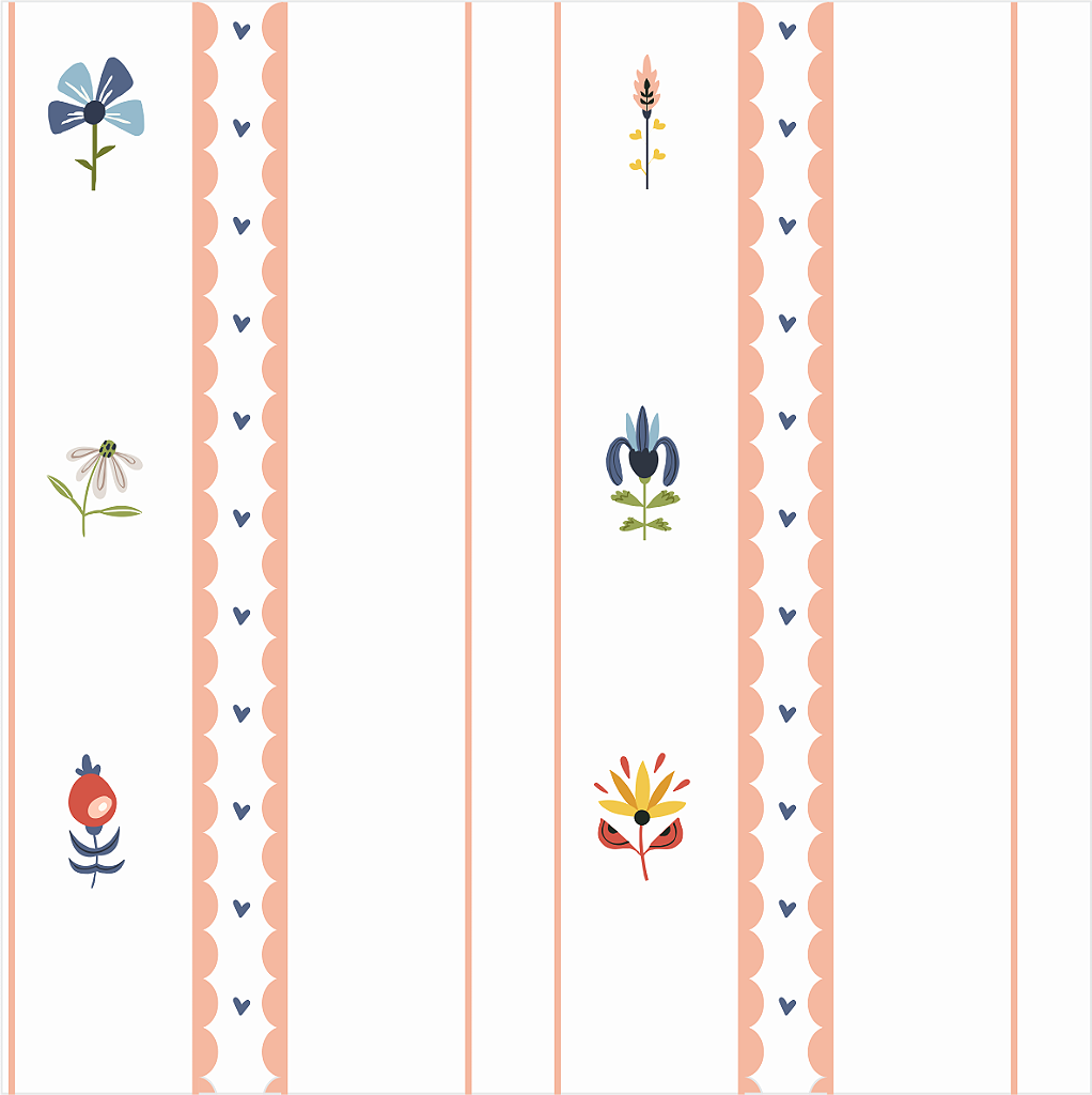 Papel de Parede Folk - Buquê de Flores