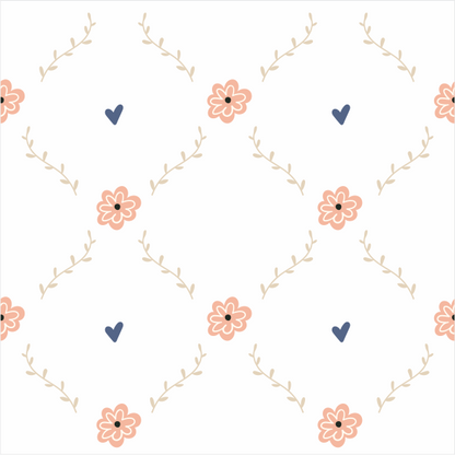 Papel de Parede Folk - Azulejo Floral