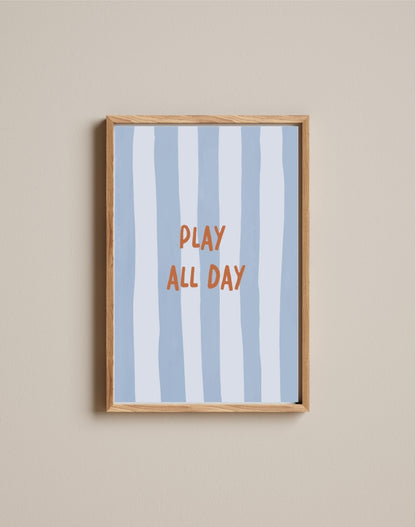 Quadro Aquarelado Frase Play All Day