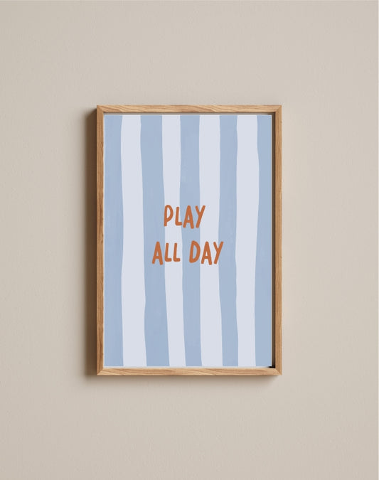 Quadro Aquarelado Frase Play All Day