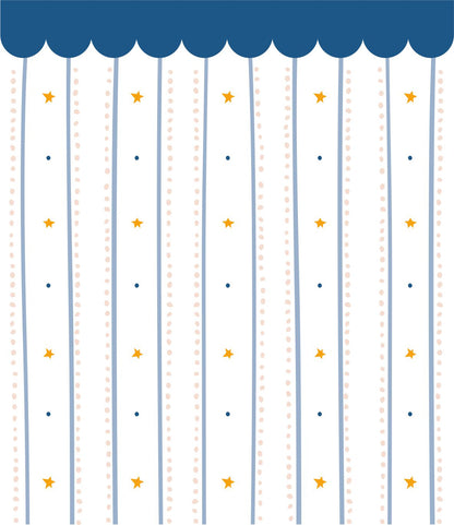 Papel de Parede Listras Estrelas Bolinhas