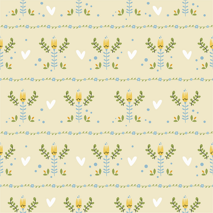 Papel de Parede Folk - Flor e Amor