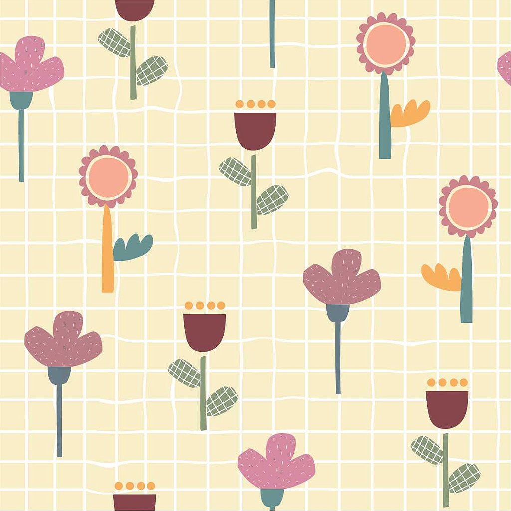 Papel de Parede Flores Grid