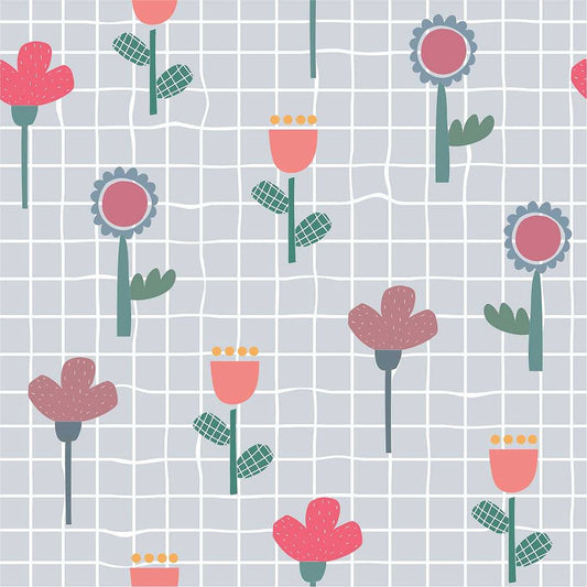 Papel de Parede Flores Grid