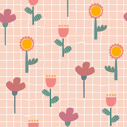 Papel de Parede Flores Grid