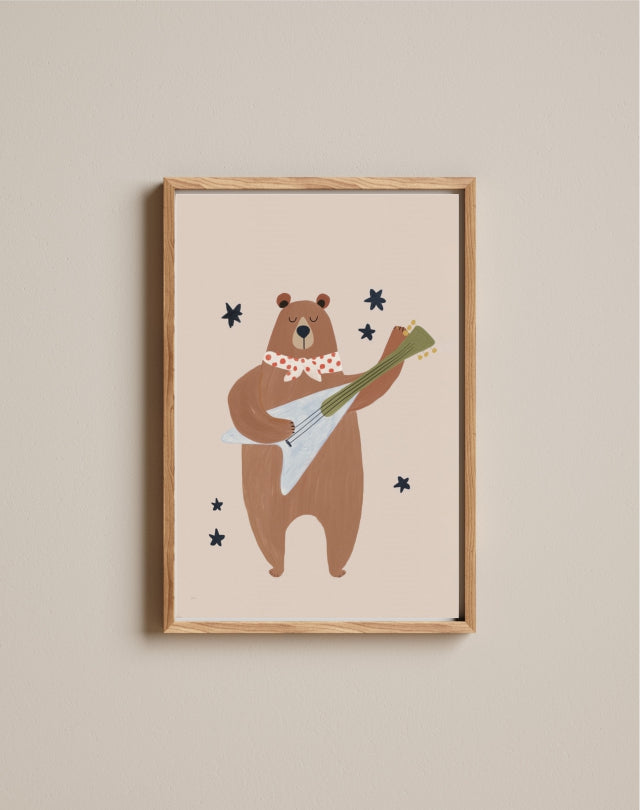 Quadro Aquarelado Urso Musical